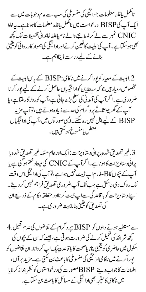 Why BISP Payment Is Cancelled Main Reason Solve Issue Complete Information