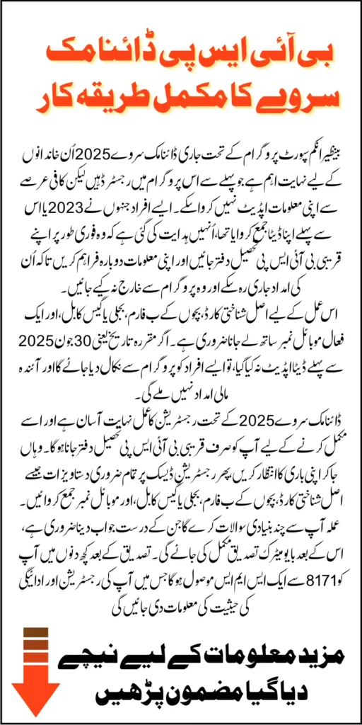 BISP Dynamic Survey June 2025 Last Chance For Pending Families In Selected Districts
